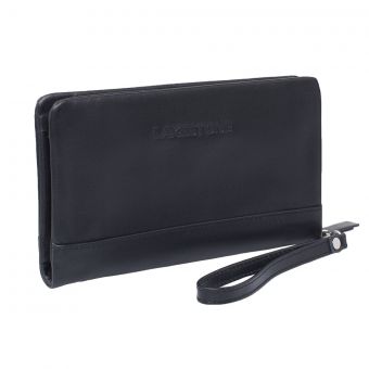 Клатч мужской Lakestone Crispin Black Купить британский чёрный маленький мужской клатч из натуральной кожи на коротком кожаном ремешке на карабине на руку с доставкой по Москве и всей России в интернет-магазине модных
